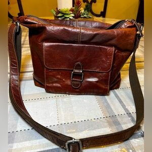 Jack Georges Hobo Bag w/Front Pocket Voyager Collection Leather Purse 7614 Brn